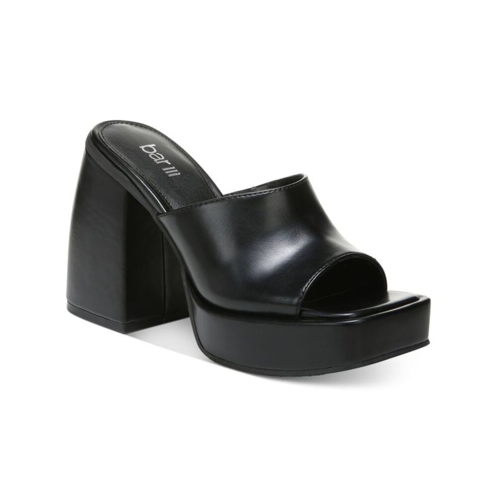 BAR III Womens Black 1-1/2" Platform Nessa Slip On Heeled Sandal 6.5 M
